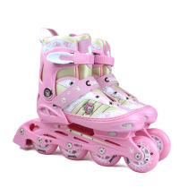 美洲獅 溜冰鞋兒童全套裝 直排可調輪滑鞋旱冰鞋MS707P粉色