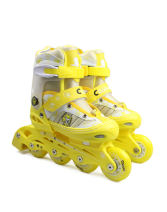 美洲狮 溜冰鞋儿童全套装 直排可调轮滑鞋旱冰鞋MS707PS 黄色