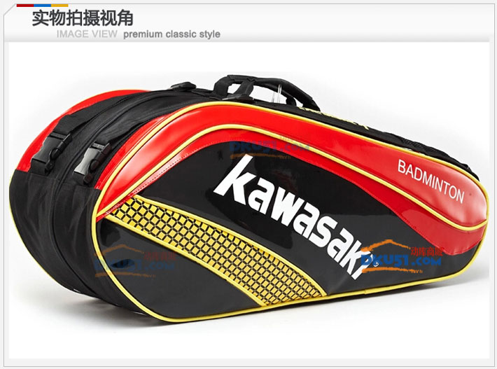 川崎KAWASAKI KBB-8626 高档6支装双肩羽毛球包(红黑诱惑 锡箔隔热层）