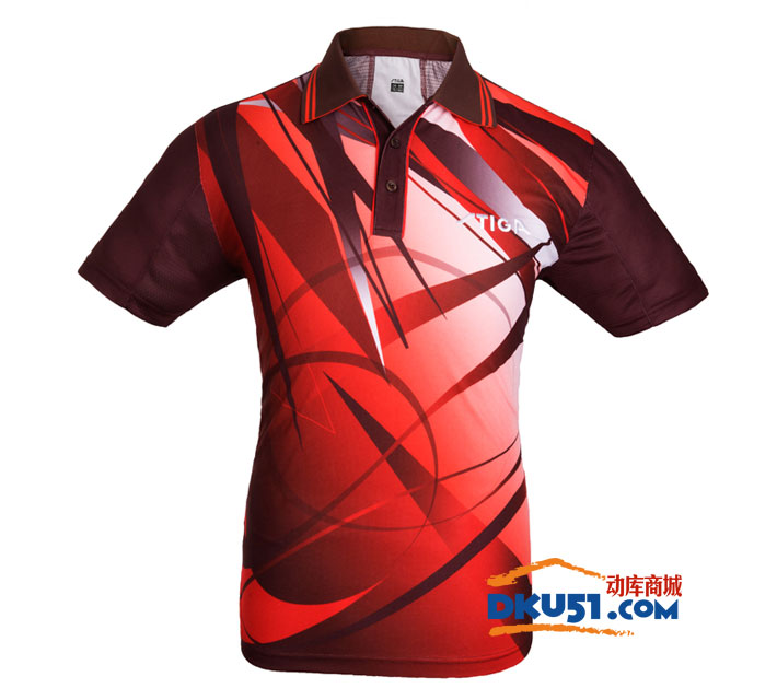 STIGA斯帝卡 CA-23141 红色印花乒乓球比赛T恤 2015最新款