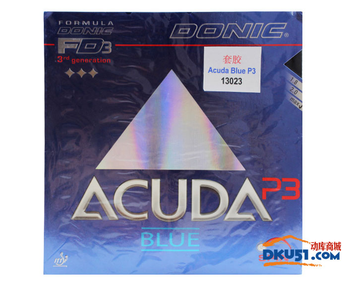 DONIC多尼克 Acuda Blue P3 13023 乒乓球套胶（控制能力强，轻易打出金属音）