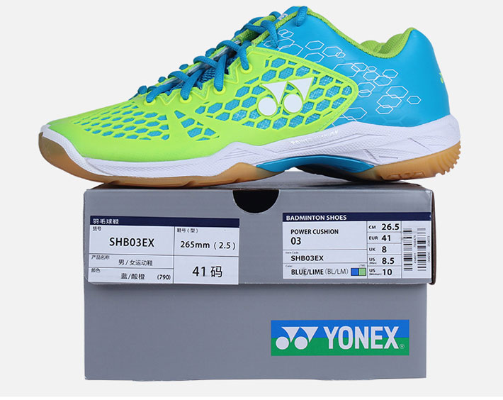 2017新款YONEX尤尼克斯 SHB03EX 蓝/酸橙 男女款羽毛球鞋（舒适透气 耐磨防滑）