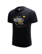 蝴蝶Butterfly BWH-826-02 黑色 乒乓球文化衫