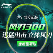 李寧風(fēng)刃300/300B/300C羽毛球拍 50%立體風(fēng)刃拍框，低風(fēng)阻，更靈活  風(fēng)刃300/300均衡型，風(fēng)刃300C力量型