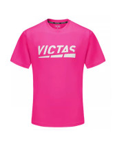 VICTAS維克塔斯乒乓球T恤衫圓領(lǐng)短袖運動衣服文化衫086507粉色款