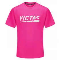VICTAS维克塔斯乒乓球T恤衫圆领短袖运动衣服文化衫086507粉色款