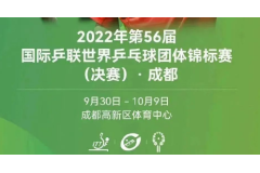 2022成都世乒赛赛程表出炉 月底开赛 10月8-9日决赛