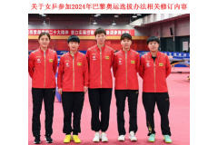 中国乒协发布国家乒乓球女队参加2024年巴黎奥运会选拔办法相关修订内容